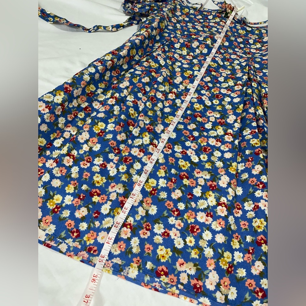 Vintage Ruth of Carolina Floral Blue Childs Dress with White Collar - Picture 10 of 11